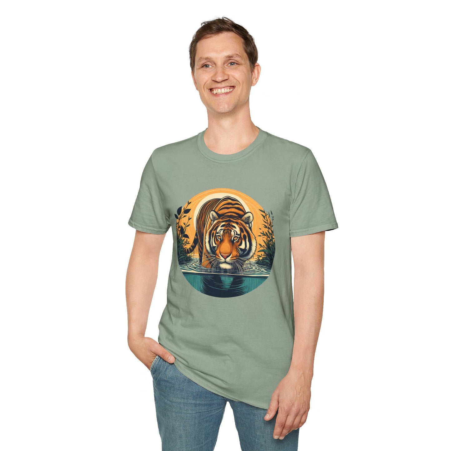 Tiger Wading Unisex Softstyle T-Shirt