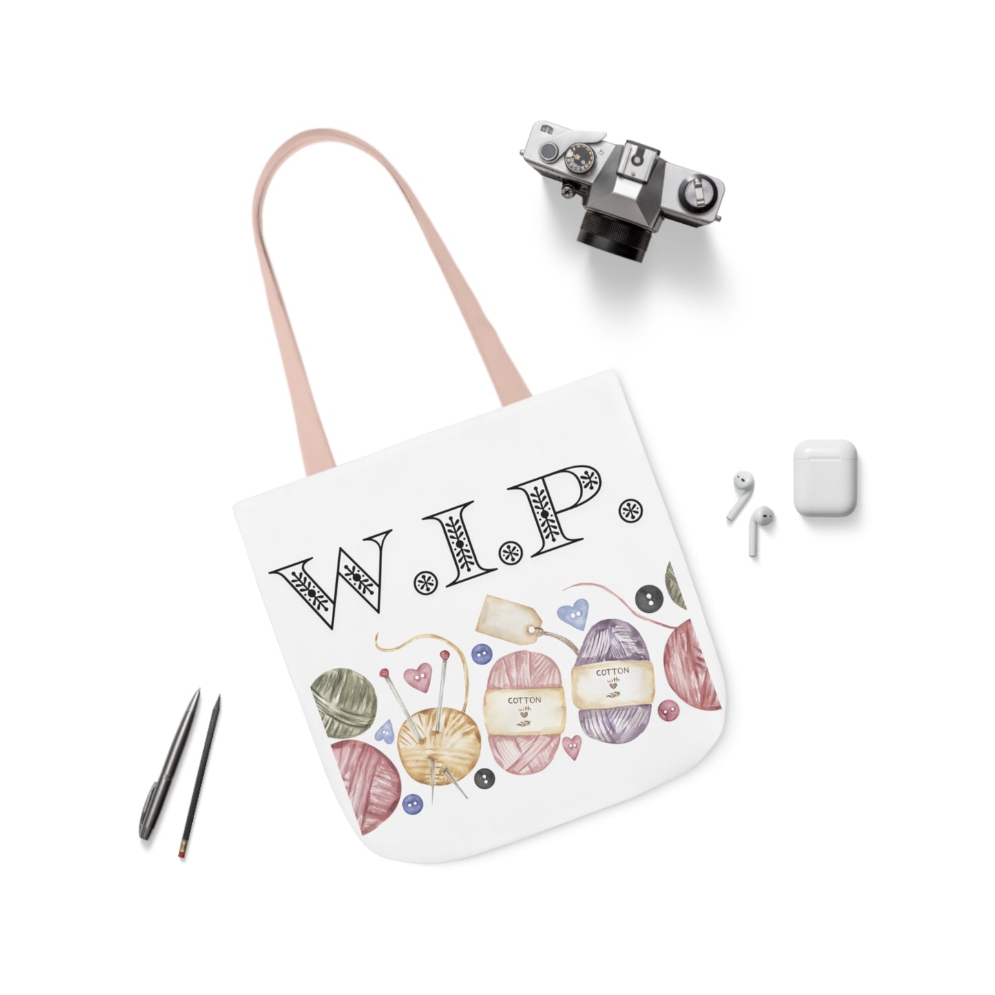 W.I.P. Yarn Canvas Tote Bag, 5-Color Straps