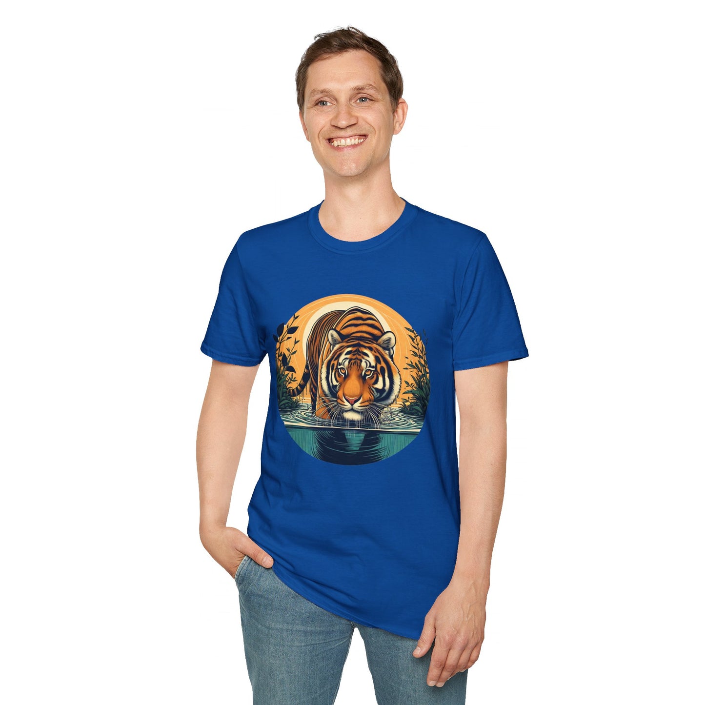 Tiger Wading Unisex Softstyle T-Shirt