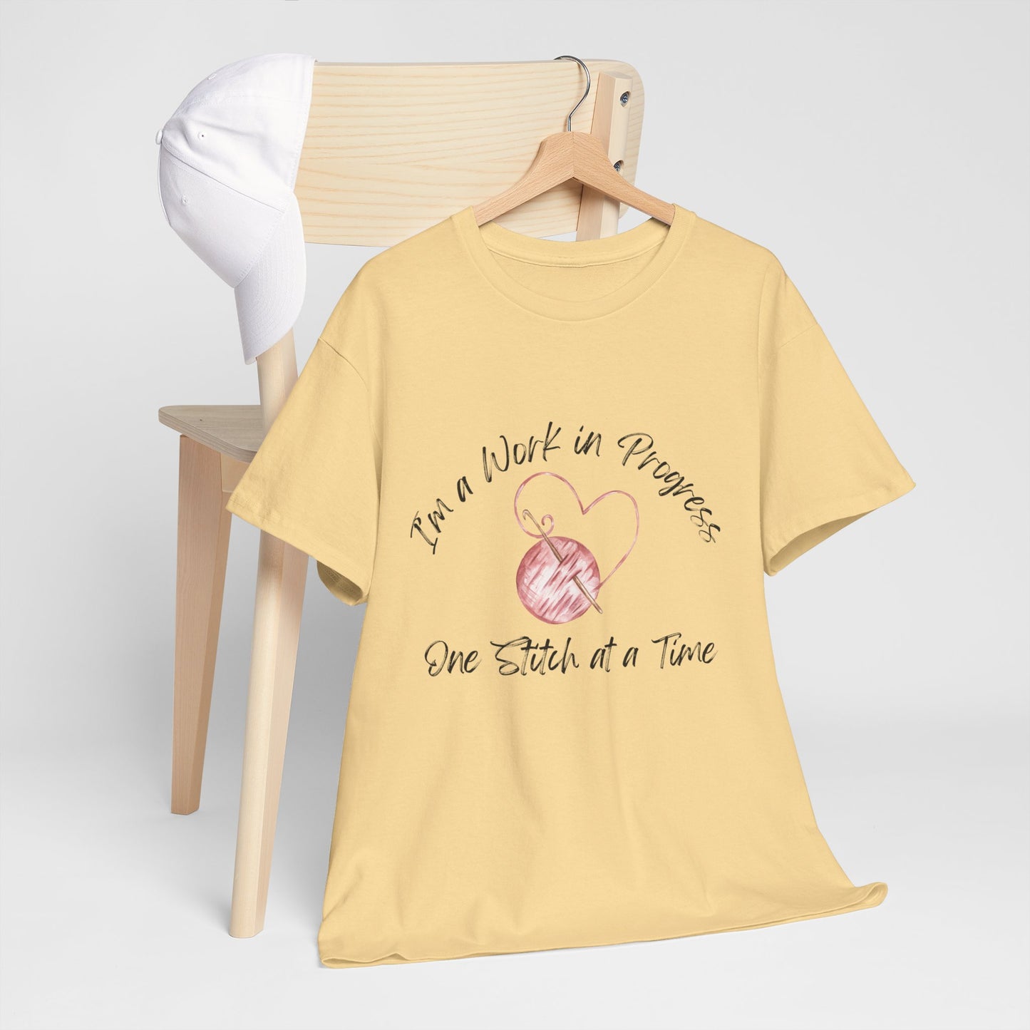 "WIP, One Stitch at a Time" Unisex Heavy Cotton Tee