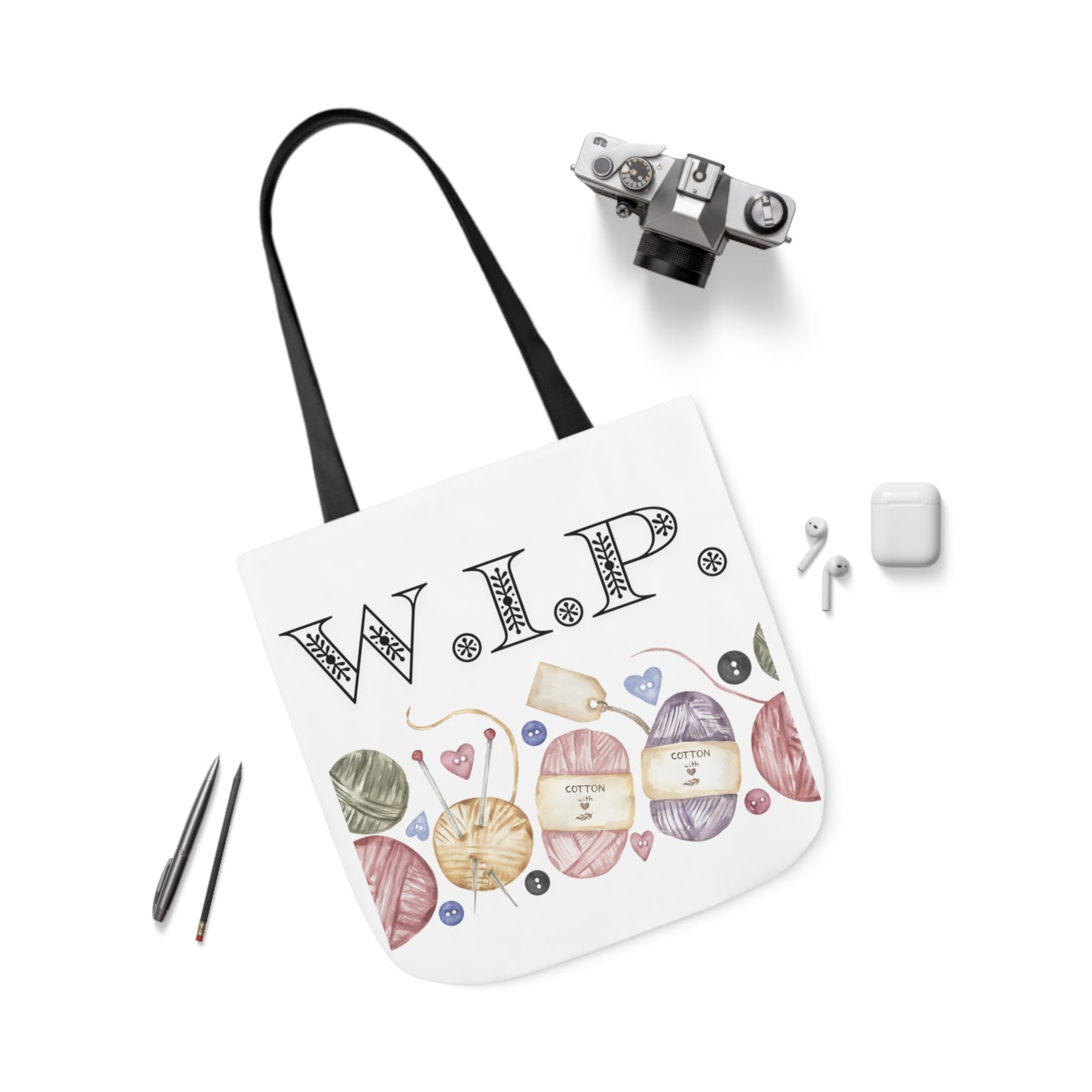 W.I.P. Yarn Canvas Tote Bag, 5-Color Straps