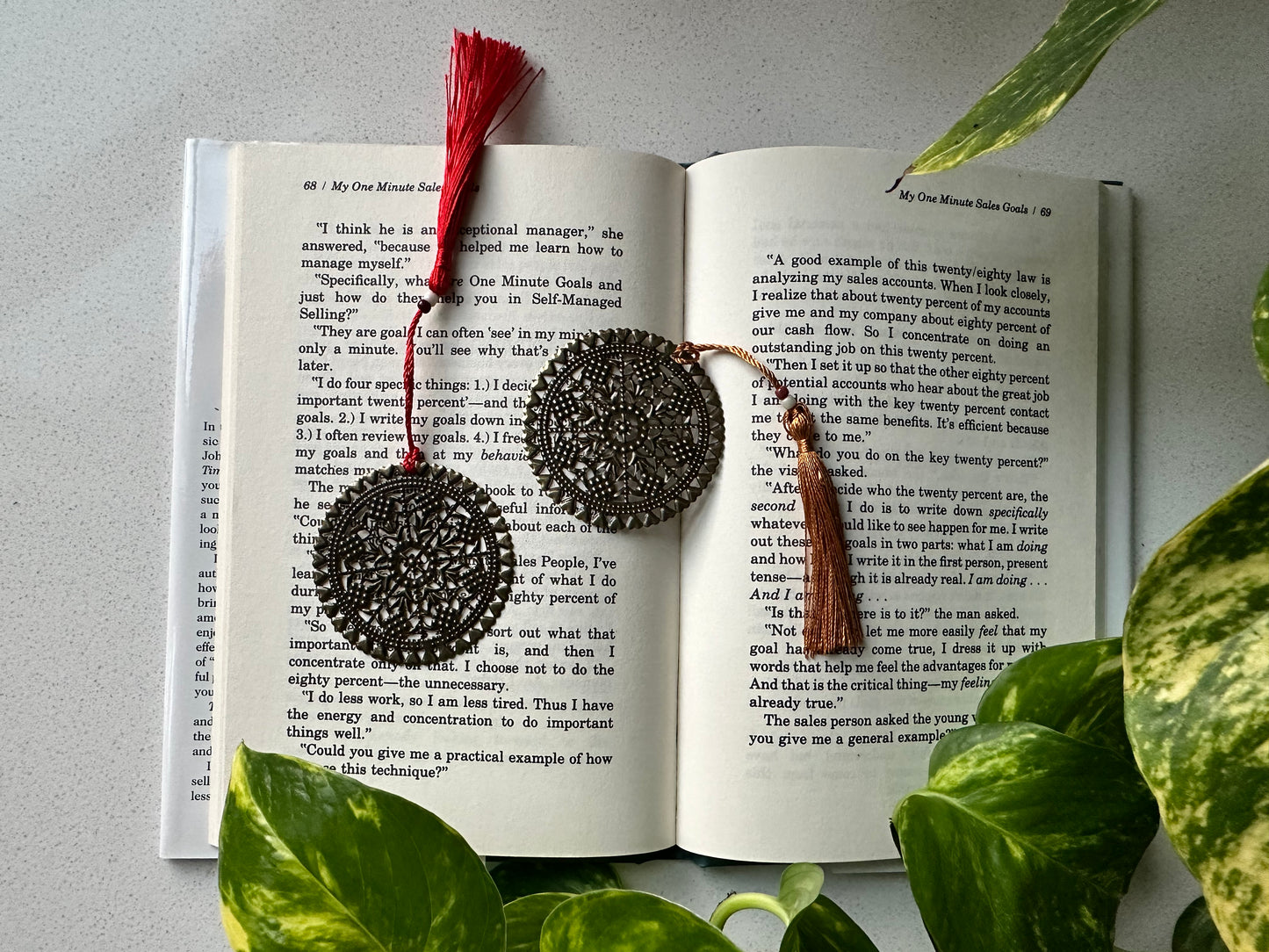 Bronze Medallion Bookmark with Beaded Bronze Tassel