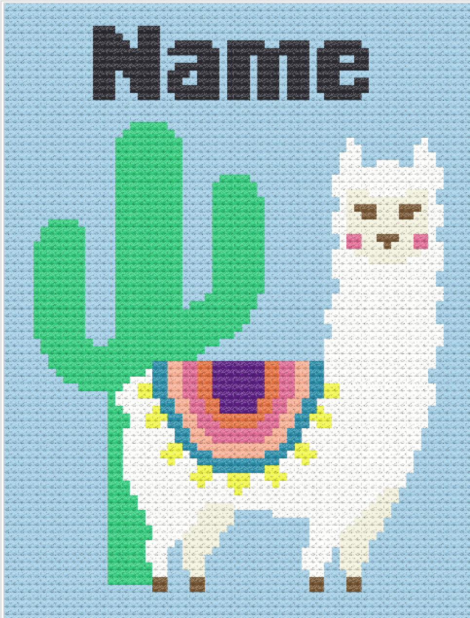 Llama with Name Customizable C2C Crochet Pattern 63 x 83