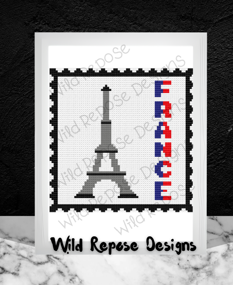 FRANCE STAMP Crochet Pattern 70X70 SC & C2C