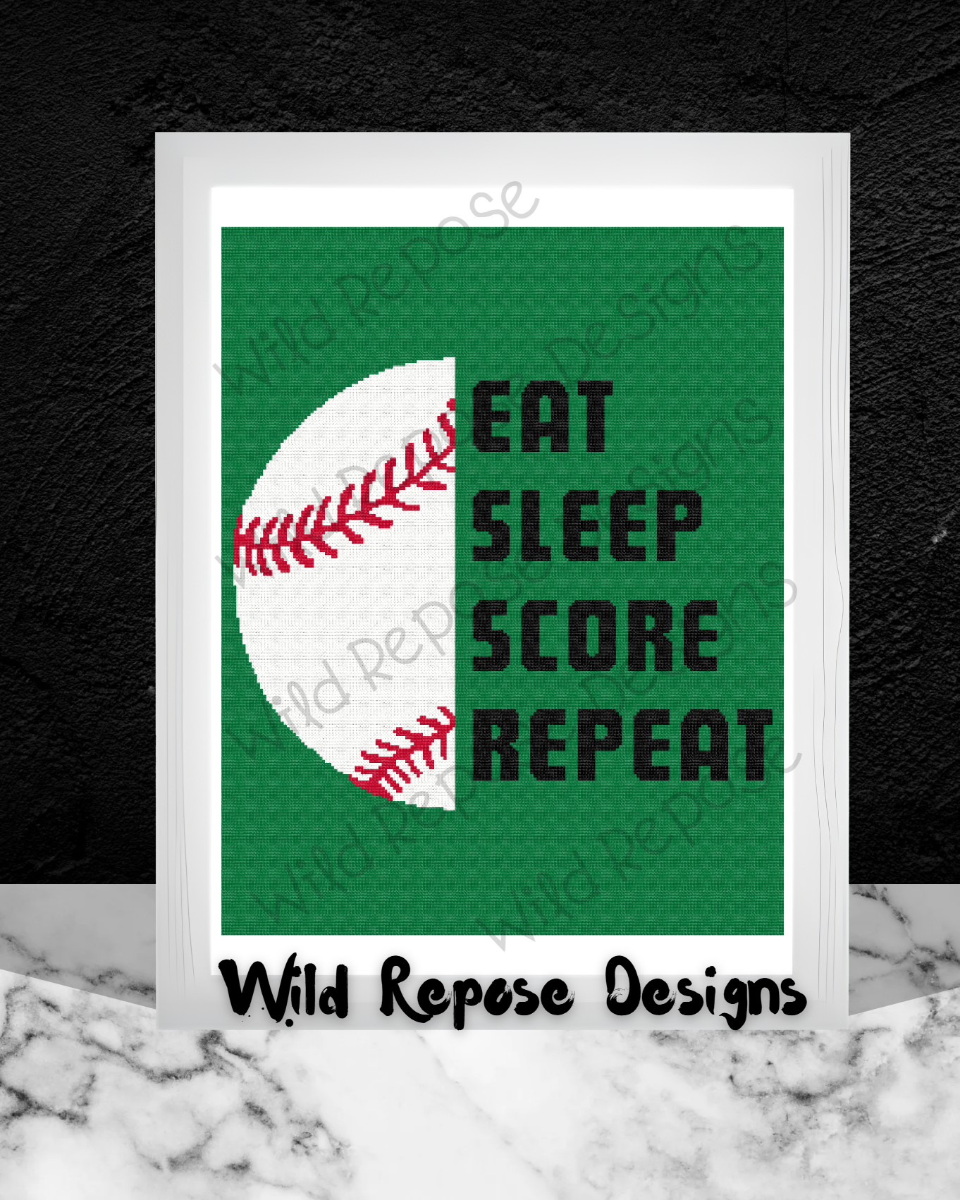 Eat Sleep Baseball Crochet Pattern 192x240