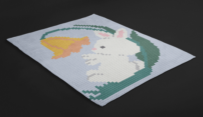 Baby Bunny with Flower C2C Crochet Pattern, 60 x 70