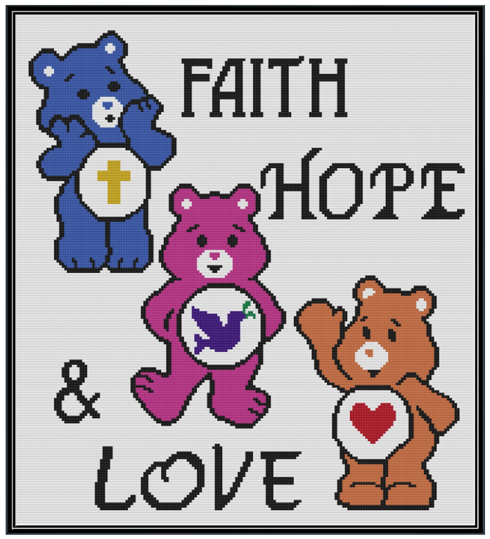 FAITH, HOPE, AND LOVE BEAR Crochet Pattern 180x200