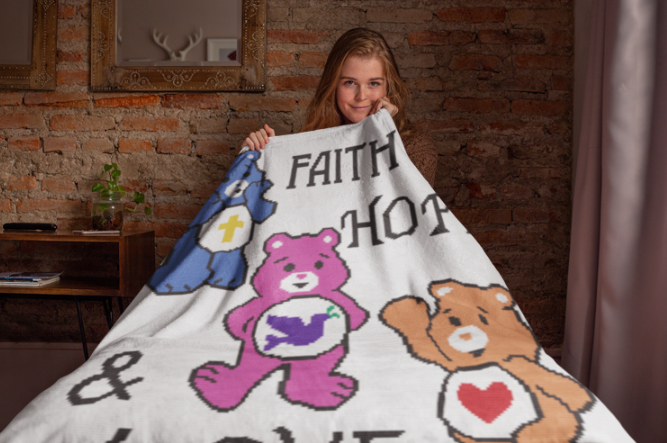 FAITH, HOPE, AND LOVE BEAR Crochet Pattern 180x200