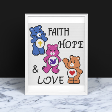 FAITH, HOPE, AND LOVE BEAR Crochet Pattern 180x200