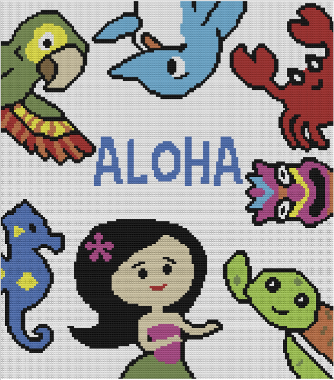 ALOHA GREETINGS Crochet Pattern 150x170