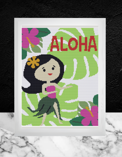 HULA GIRL ALOHA Crochet Pattern 150 x 170