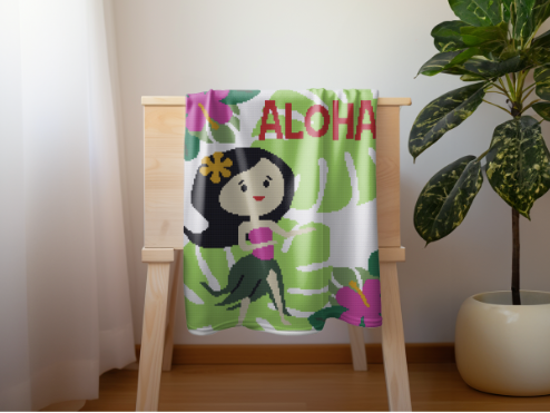 HULA GIRL ALOHA Crochet Pattern 150 x 170