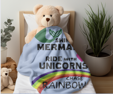 Mermaids, Unicorns, Rainbows Crochet Pattern 180x200