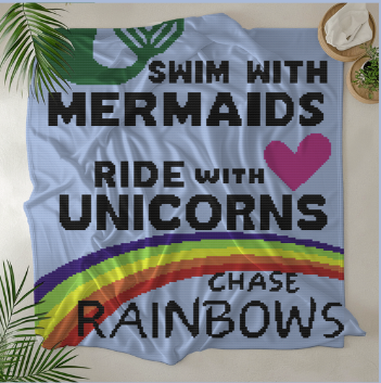 Mermaids, Unicorns, Rainbows Crochet Pattern 180x200