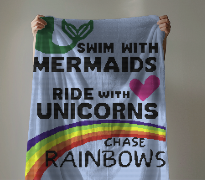 Mermaids, Unicorns, Rainbows Crochet Pattern 180x200