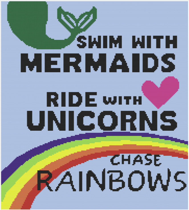 Mermaids, Unicorns, Rainbows Crochet Pattern 180x200