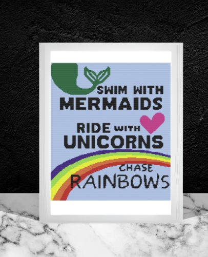 Mermaids, Unicorns, Rainbows Crochet Pattern 180x200