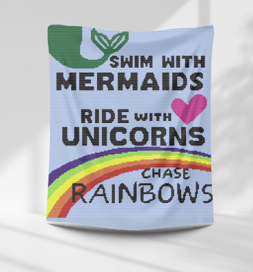 Mermaids, Unicorns, Rainbows Crochet Pattern 180x200