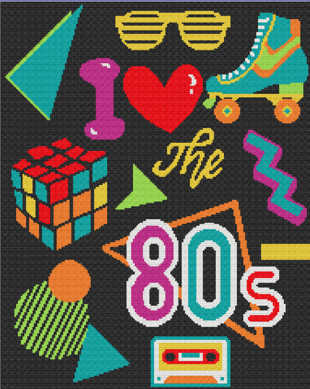 I Love the 80s Crochet Pattern 192x240