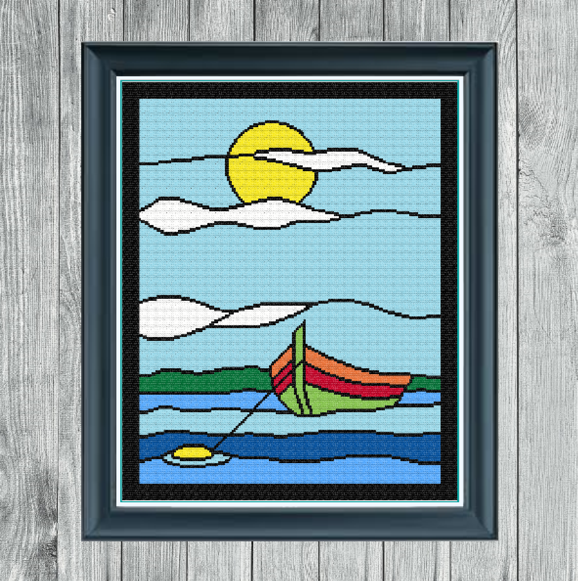 Canoe Stained Glass Crochet Pattern 192x240