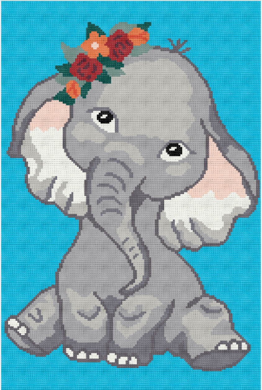 Elephant with Flowers Crochet Pattern 144x216