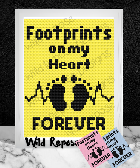 Footprints on my Heart Crochet Pattern C2C 61 X 80