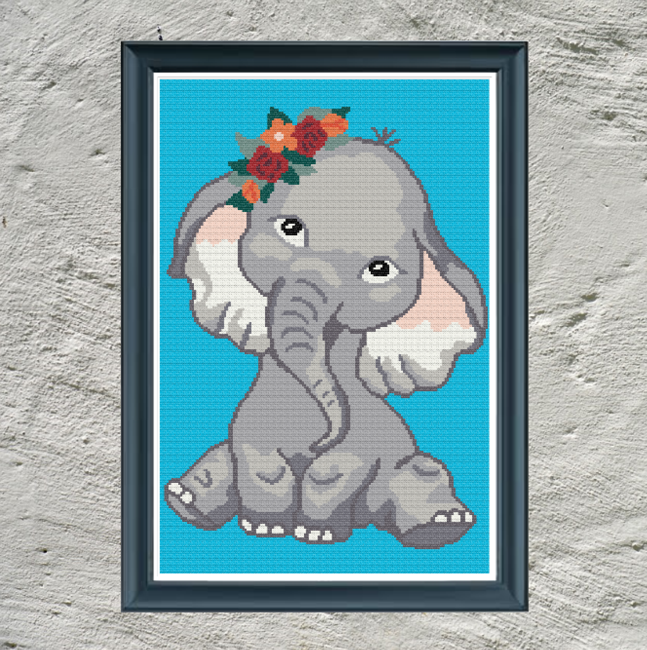 Elephant with Flowers Crochet Pattern 144x216