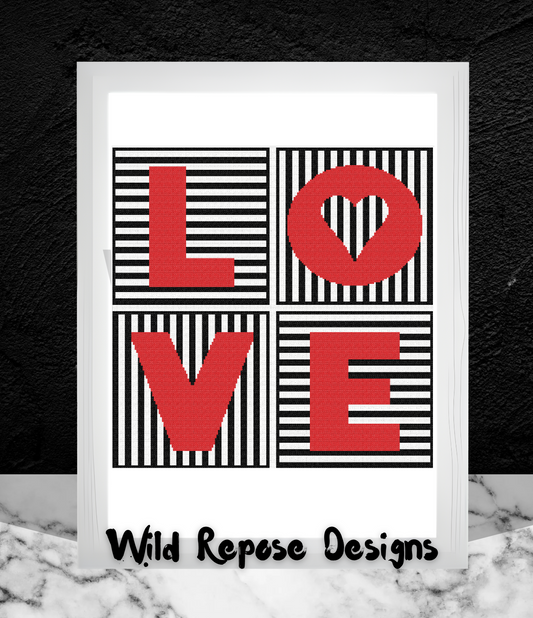 LOVE ON STRIPES Crochet Pattern 200x200