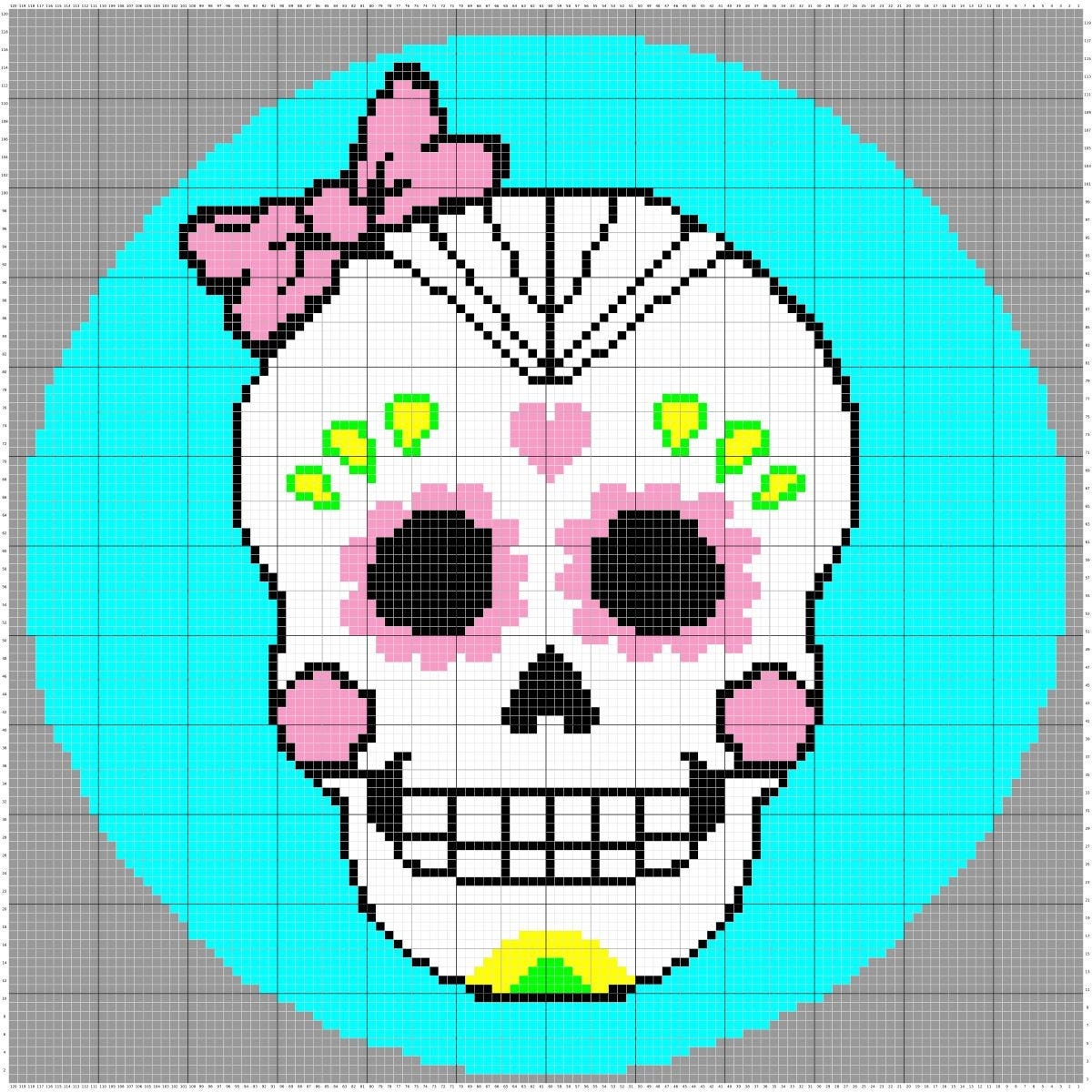 Sugar Skull with Bow 120 x 120