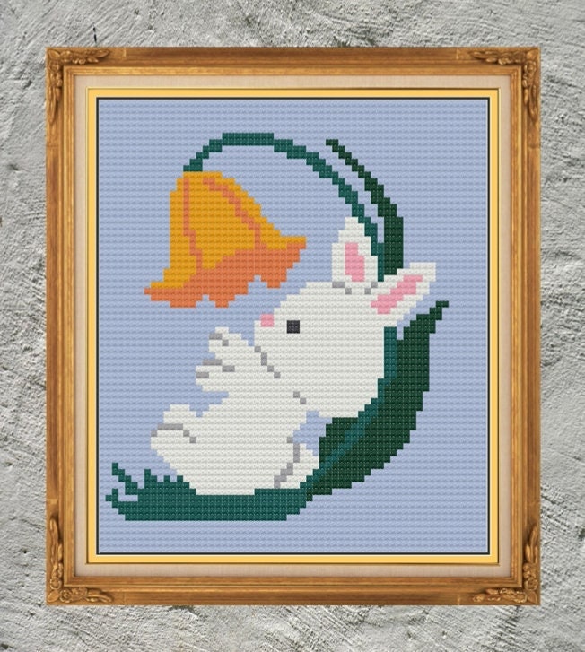 Baby Bunny with Flower C2C Crochet Pattern, 60 x 70