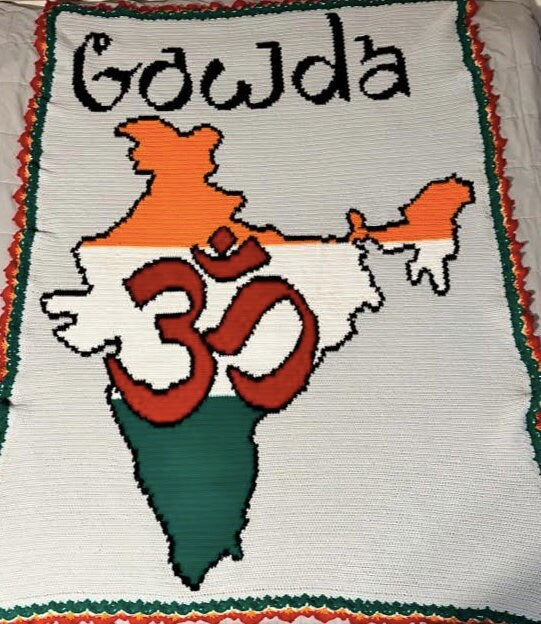 India Map with OM Crochet Pattern 190x195