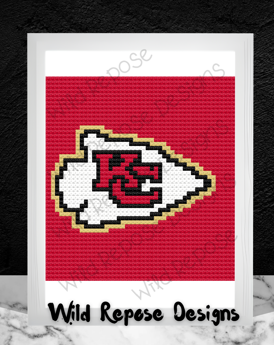 KC Chiefs Logo Crochet Pattern C2C 50x50