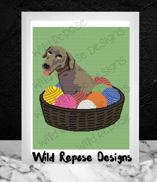 Dog in Yarn Basket Pattern 192x240