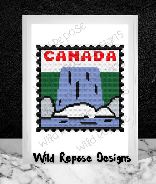 CANADA FALLS STAMP Crochet Pattern 70X70 SC & C2C