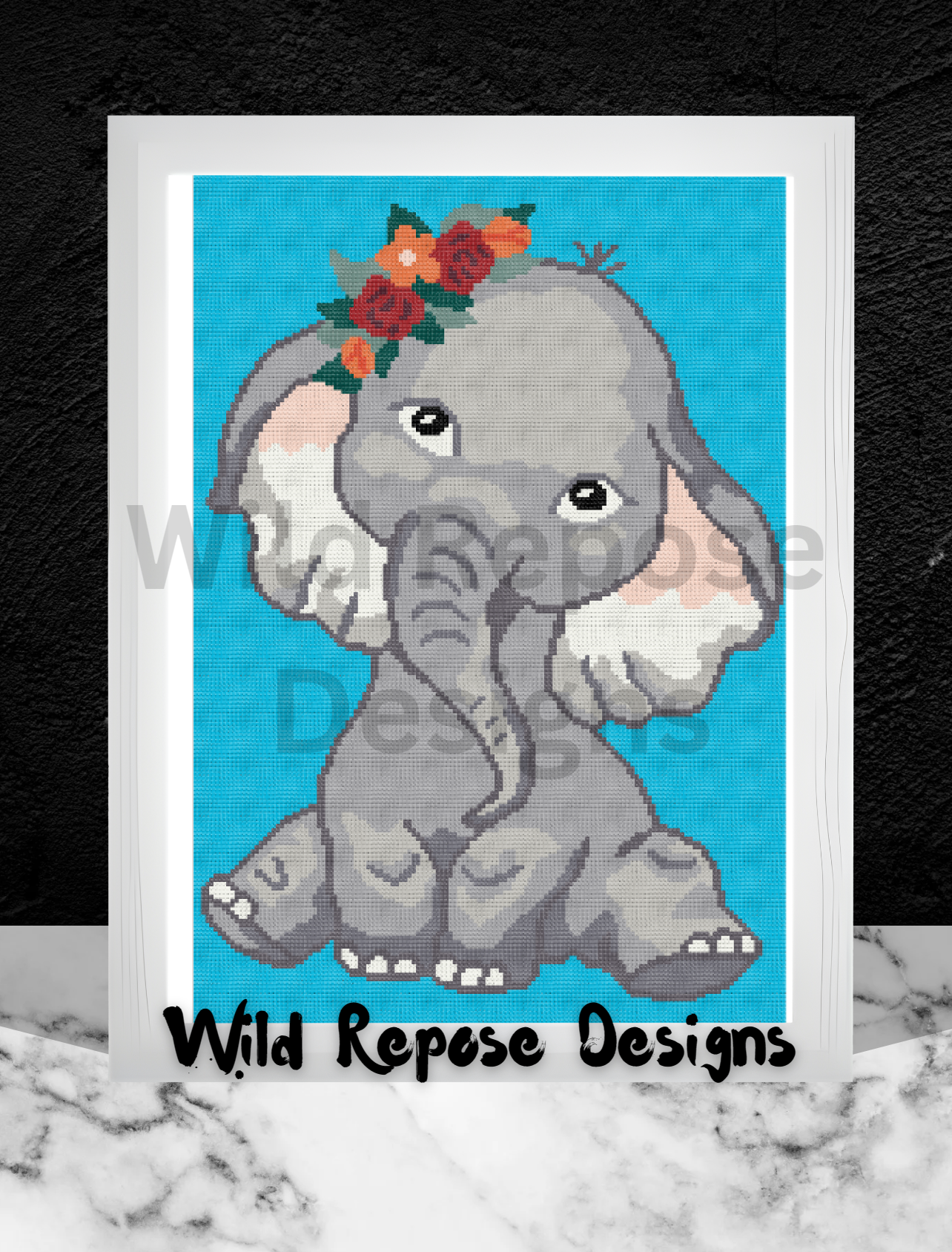 Elephant with Flowers Crochet Pattern 144x216