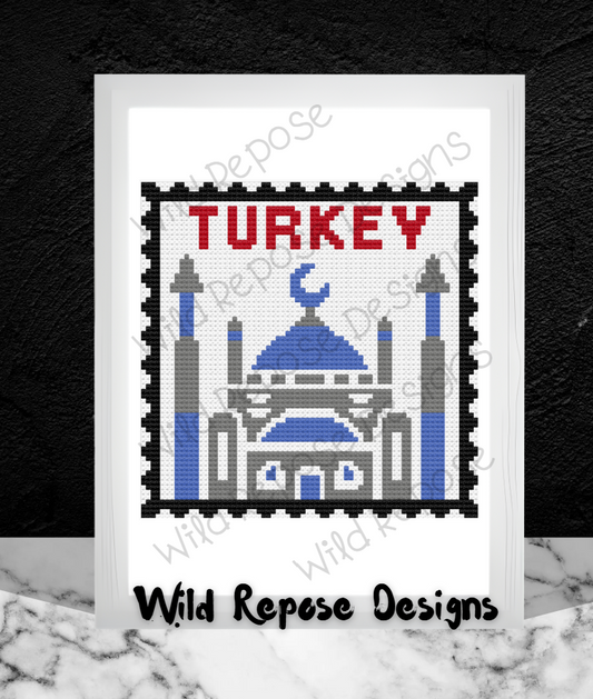 TURKEY STAMP Crochet Pattern 70X70 SC & C2C