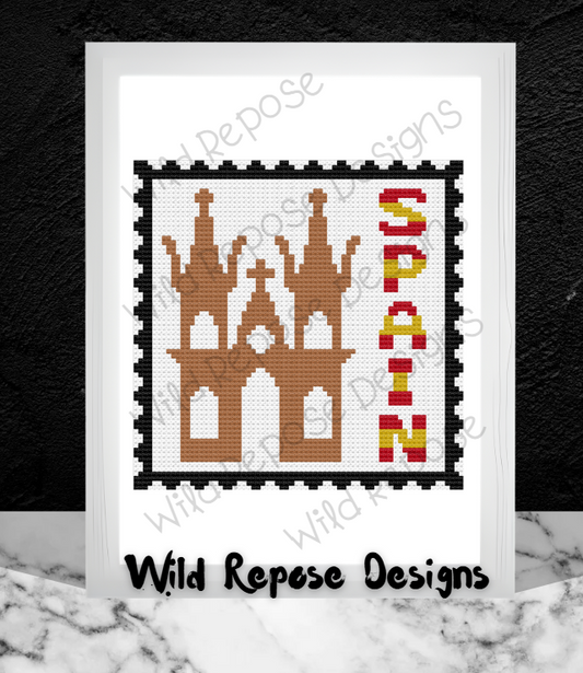 SPAIN CHAPEL STAMP Crochet Pattern 70X70 SC & C2C