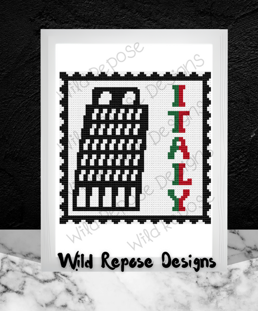 ITALY STAMP Crochet Pattern 70X70 SC & C2C