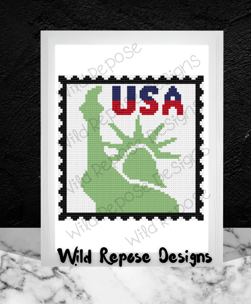 USA STAMP Crochet Pattern 70X70 SC & C2C