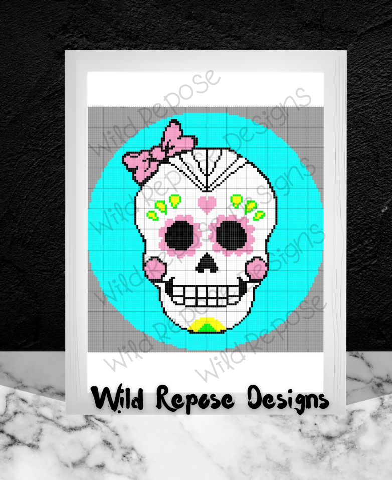 Sugar Skull with Bow 120 x 120