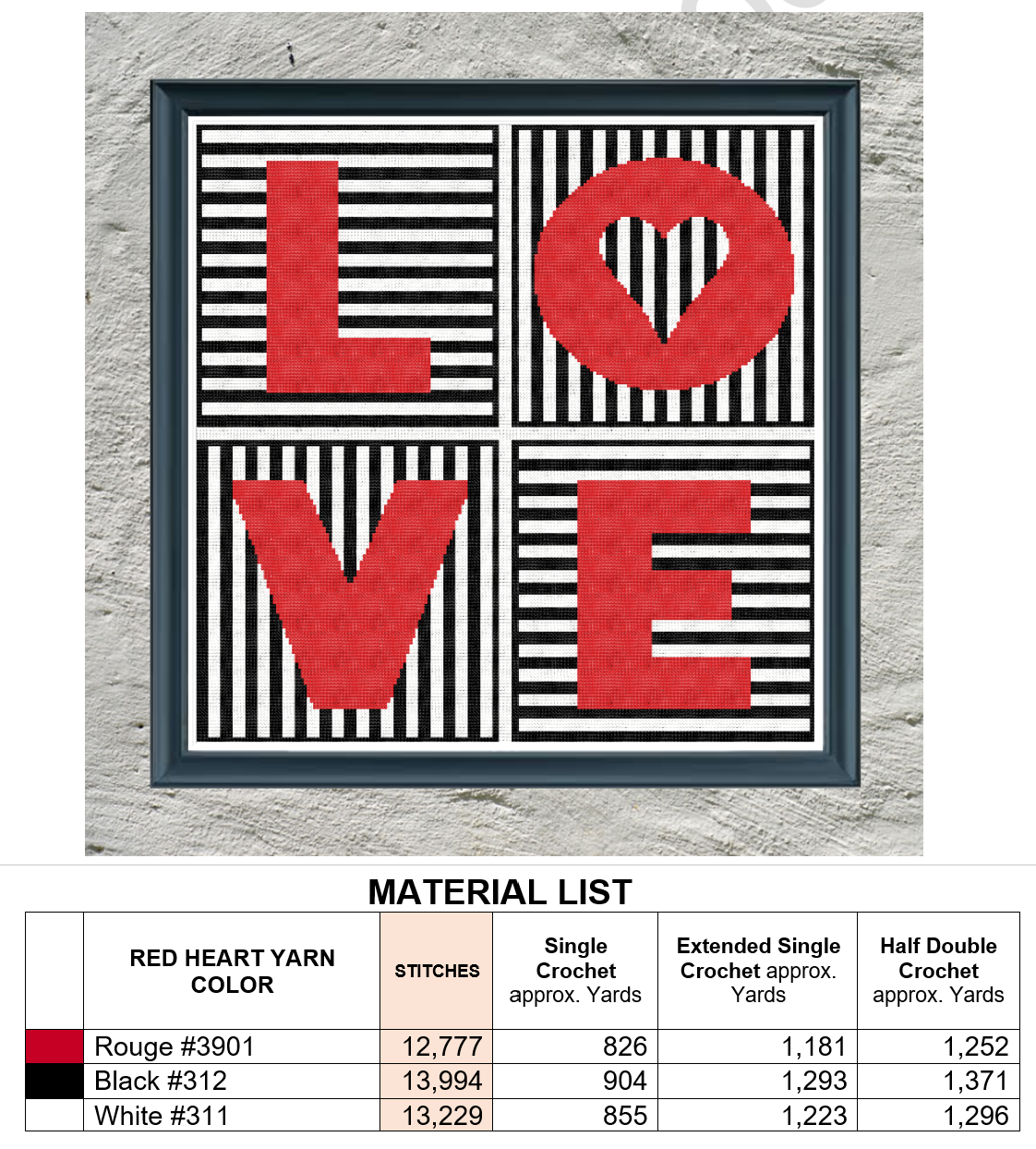 LOVE ON STRIPES Crochet Pattern 200x200